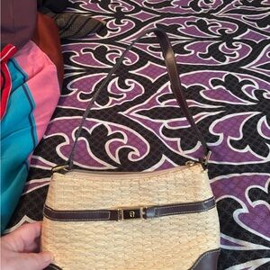 Etienne Aigner Cream and Brown Shoulder Bag